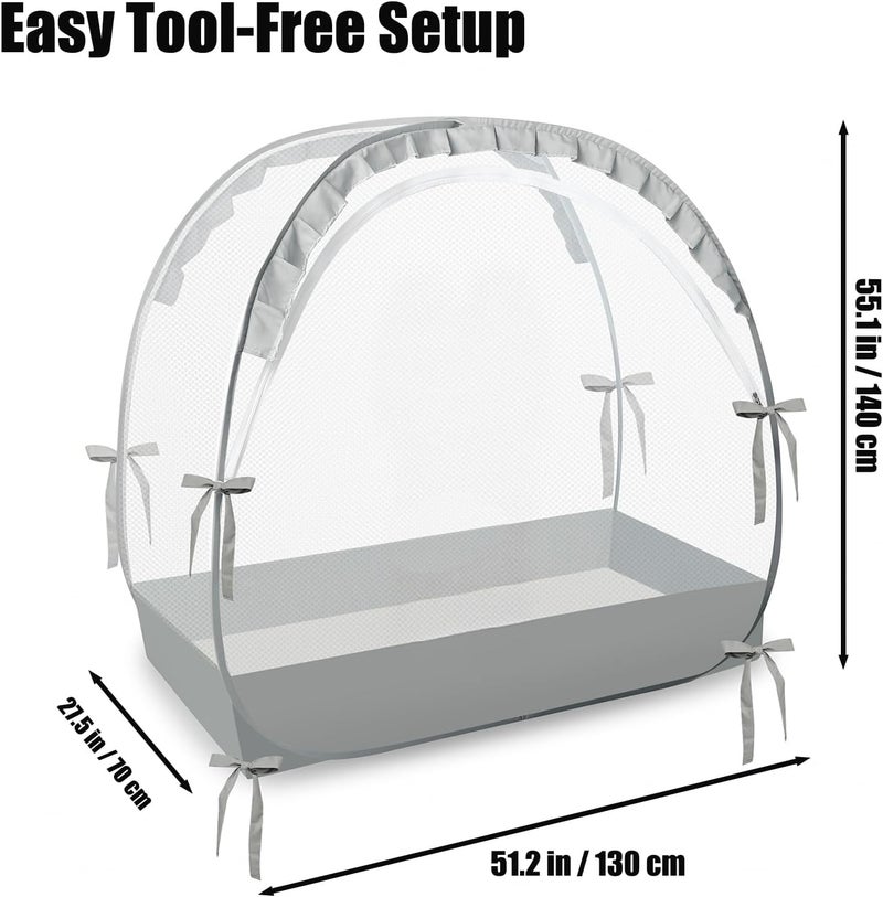 PandaEar Pop Up Crib Tent to Keep Baby from Climbing Out, Breathable Crib Net Mesh Canopy, Babies Crib Cover with Zipper, Easy Installation (Grey) - Image 3